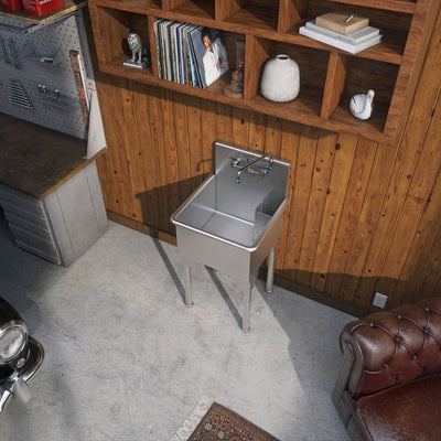 23" Pearlhaus Stainless steel small square, single bowl freestanding utility sink