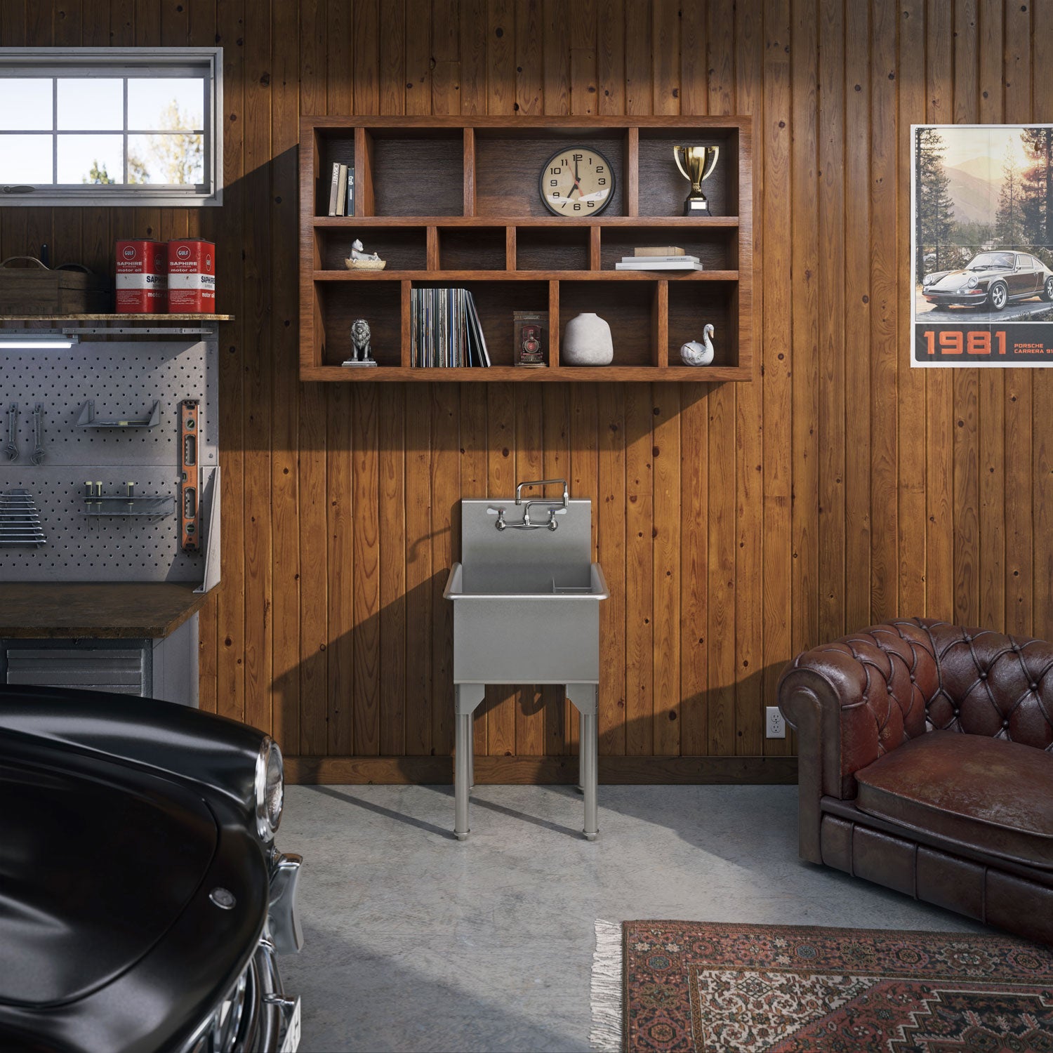 23" Pearlhaus Stainless steel small square, single bowl freestanding utility sink