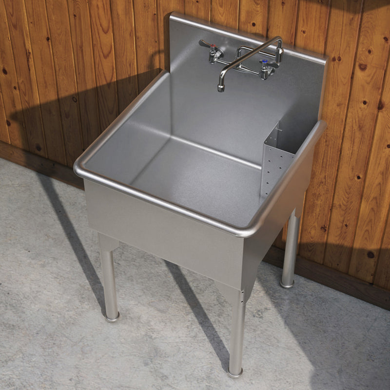 27" Pearlhaus Stainless steel square, single bowl freestanding utility sink