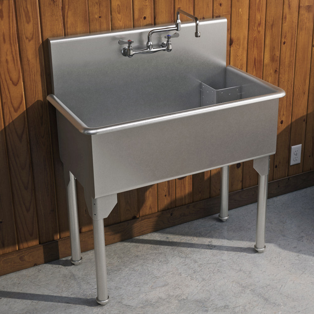 39" Pearlhaus Stainless steel  large, single bowl freestanding utility sink