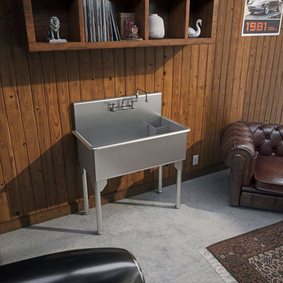 39" Pearlhaus Stainless steel  large, single bowl freestanding utility sink