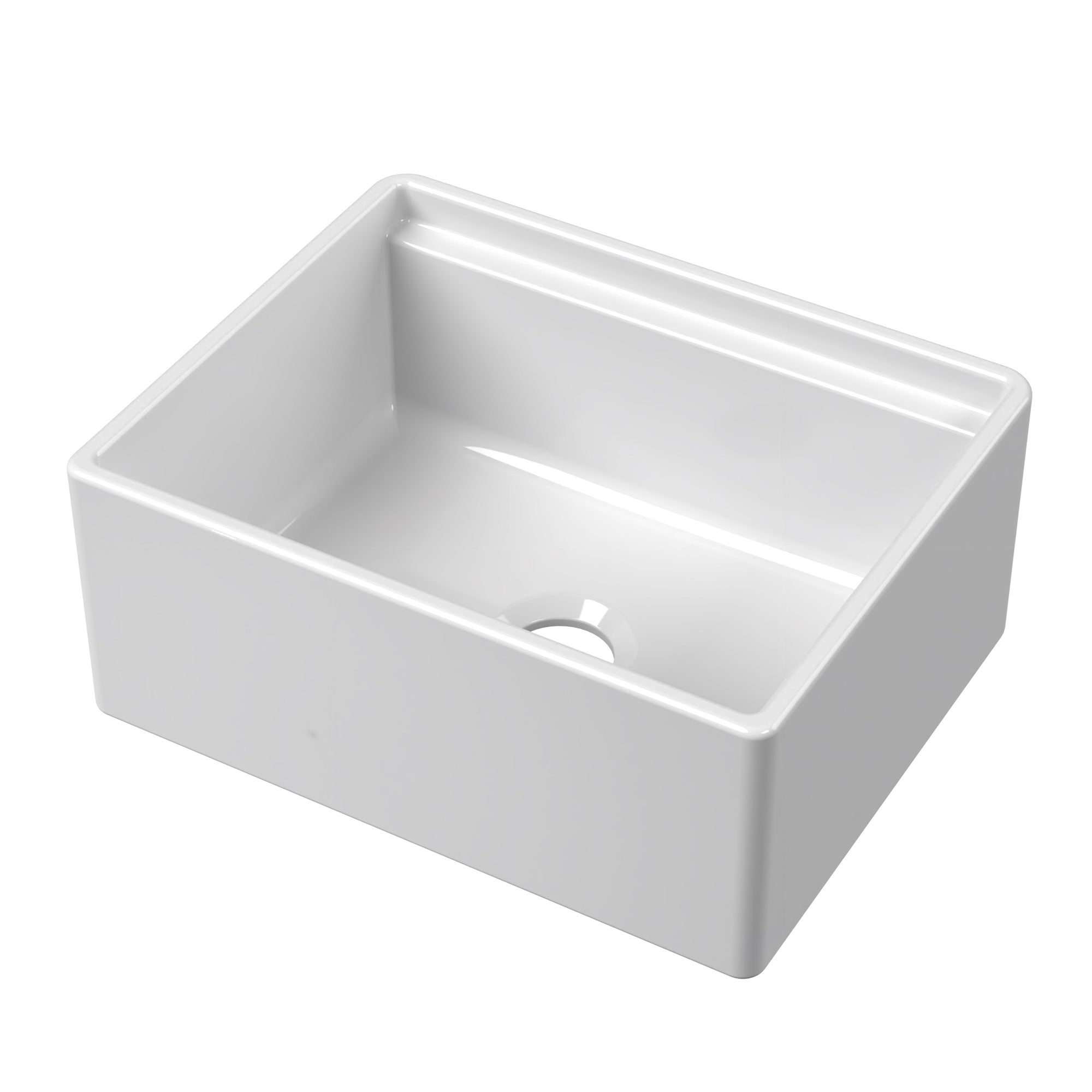 Front Apron Single Bowl Fireclay Kitchen Sinks With Walnut Wood Cutting Board and Stainless Steel Grid