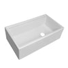 Front Apron Single Bowl Fireclay Kitchen Sinks With Walnut Wood Cutting Board and Stainless Steel Grid