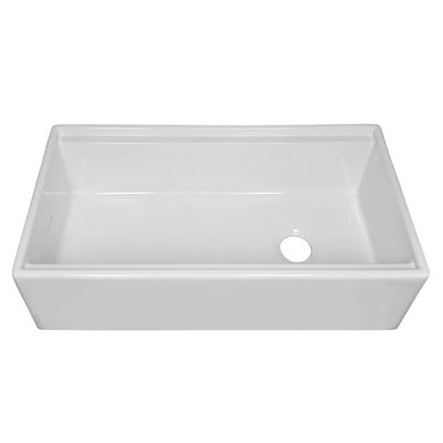 Front Apron Single Bowl Fireclay Kitchen Sinks With Walnut Wood Cutting Board and Stainless Steel Grid