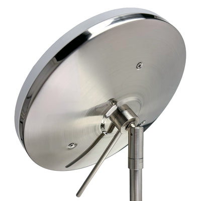 Anodized aluminum body round freestanding LED 5X magnified vanity mirror
