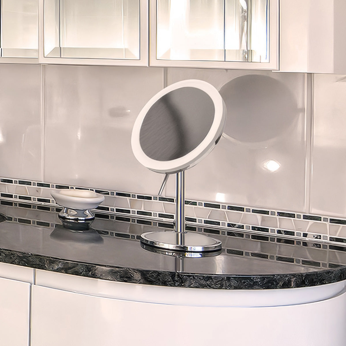 Round Freestanding Led 5X Magnified Mirror