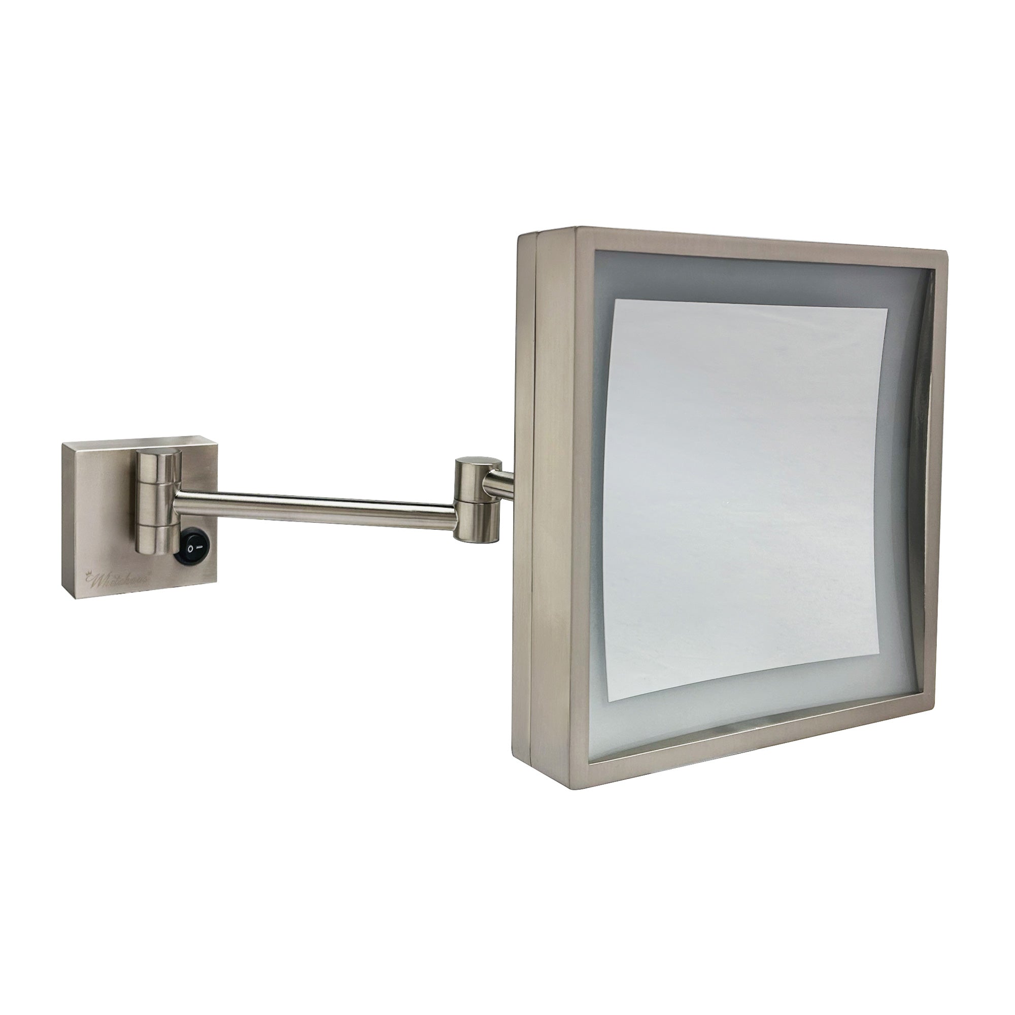 Anodized aluminum body square wall mount LED 5X magnified mirror