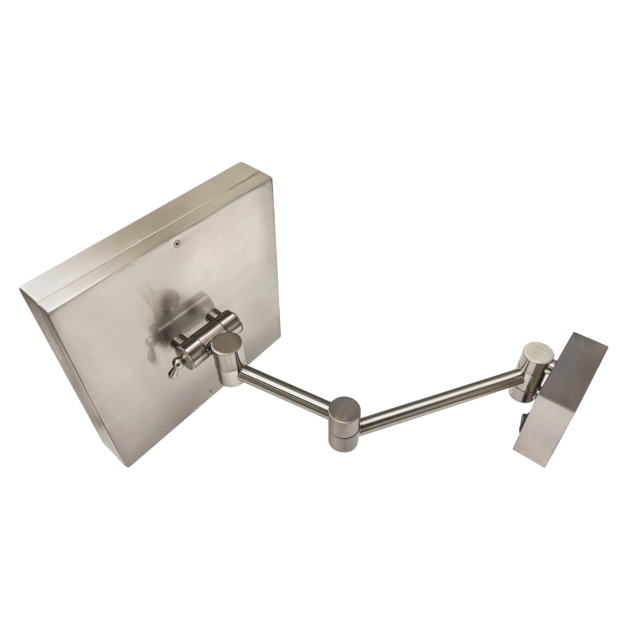 Anodized aluminum body square wall mount LED 5X magnified mirror