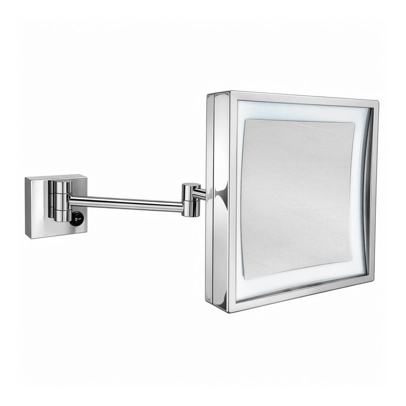 Anodized aluminum body square wall mount LED 5X magnified mirror
