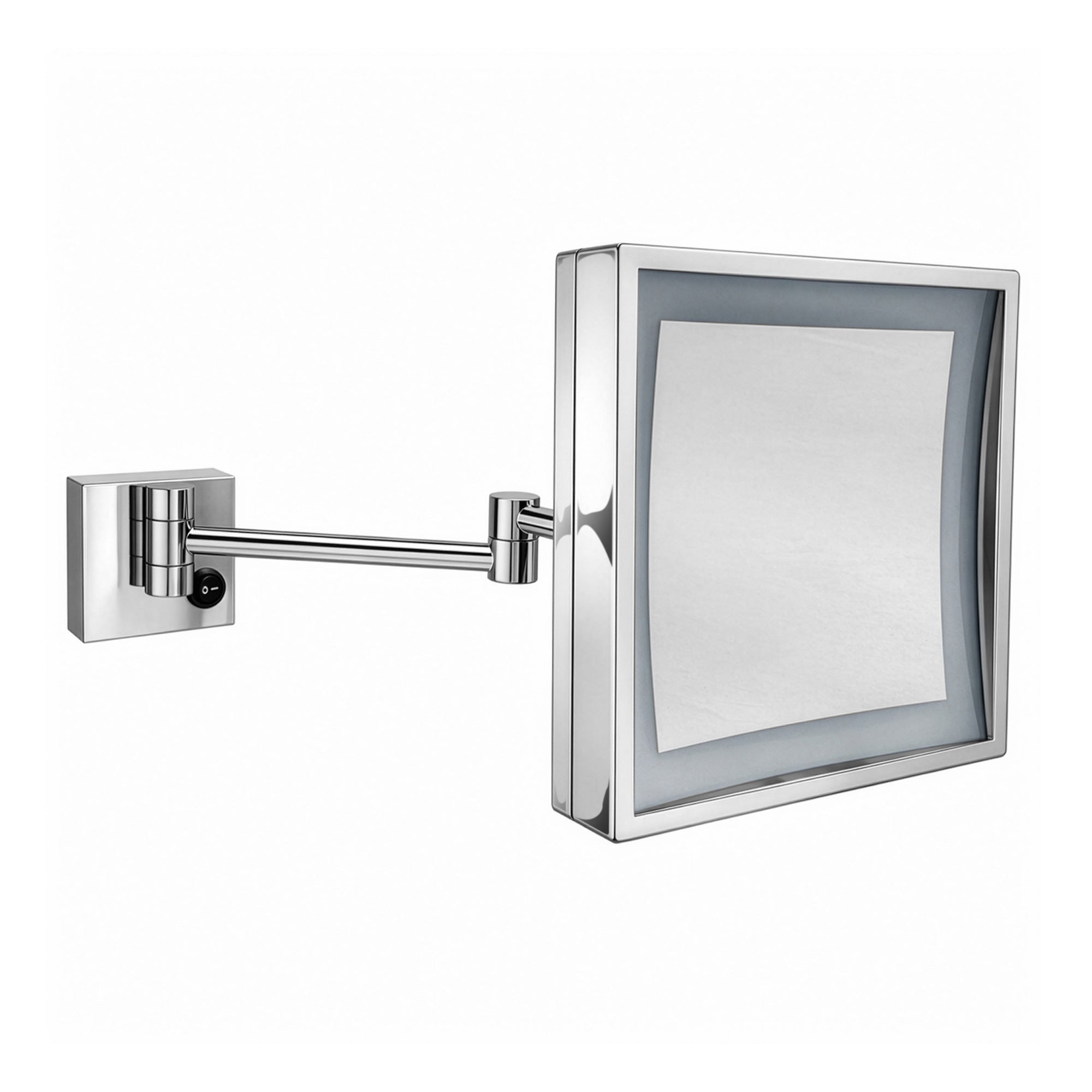 Anodized aluminum body square wall mount LED 5X magnified mirror