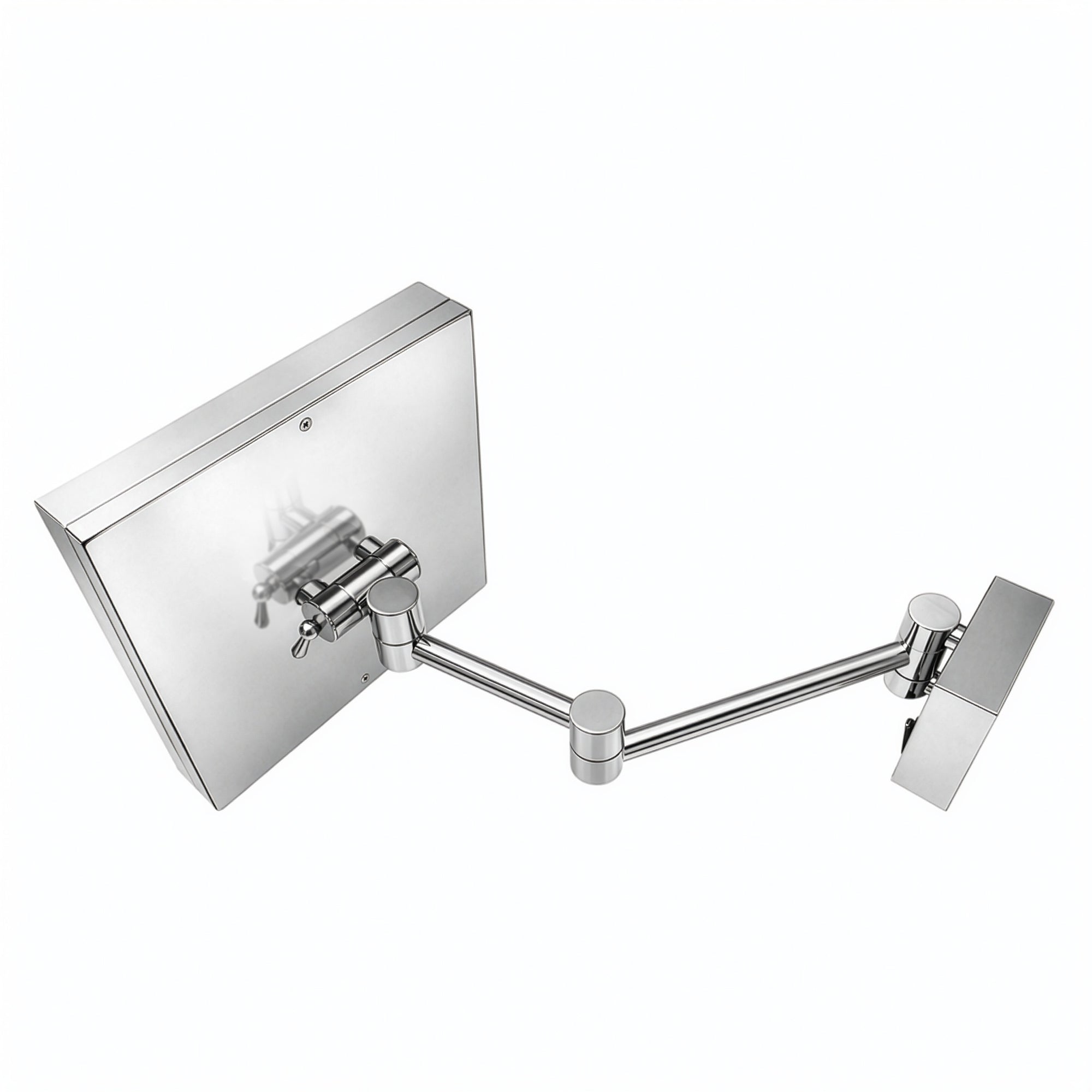 Anodized aluminum body square wall mount LED 5X magnified mirror