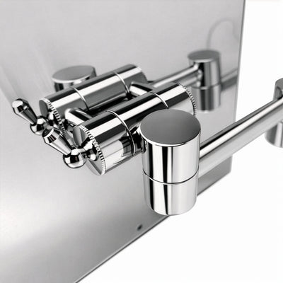 Anodized aluminum body square wall mount LED 5X magnified mirror