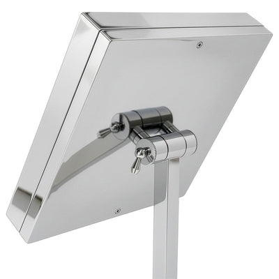 Anodized aluminum body square freestanding LED 5X magnified vanity mirror