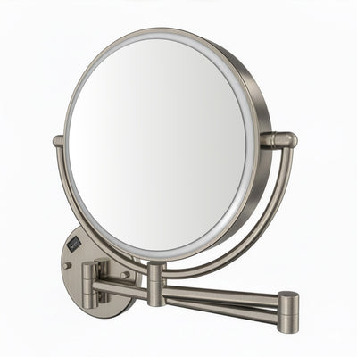 Anodized aluminum body round wall mount LED 7X magnified mirror