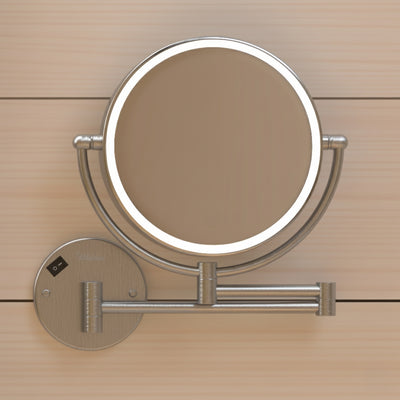Anodized aluminum body round wall mount LED 7X magnified mirror
