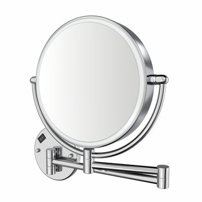 Anodized aluminum body round wall mount LED 7X magnified mirror