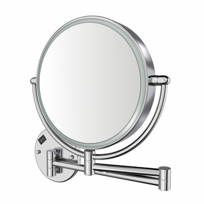 Anodized aluminum body round wall mount LED 7X magnified mirror