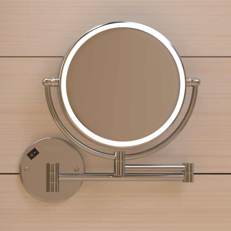 Anodized aluminum body round wall mount LED 7X magnified mirror