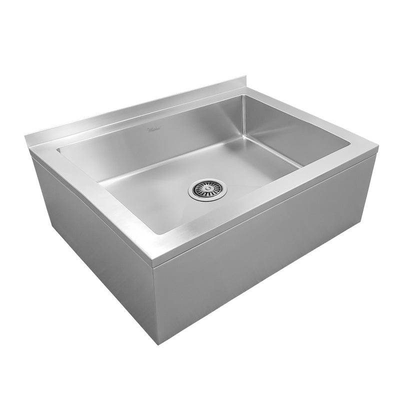 Rectangular utility single bowl floor mount mop sink
