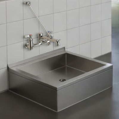 Rectangular utility single bowl floor mount mop sink