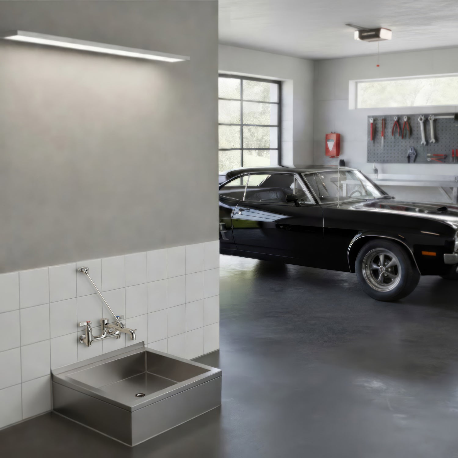 Rectangular utility single bowl floor mount mop sink