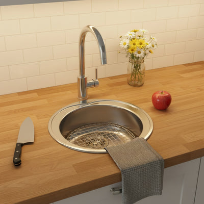 Noah's collection 20" brushed stainless steel large round drop-in sink