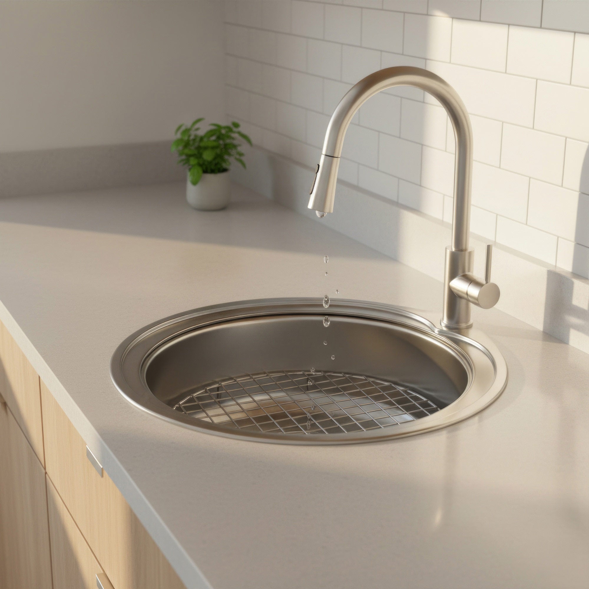Noah's collection 20" brushed stainless steel large round drop-in sink