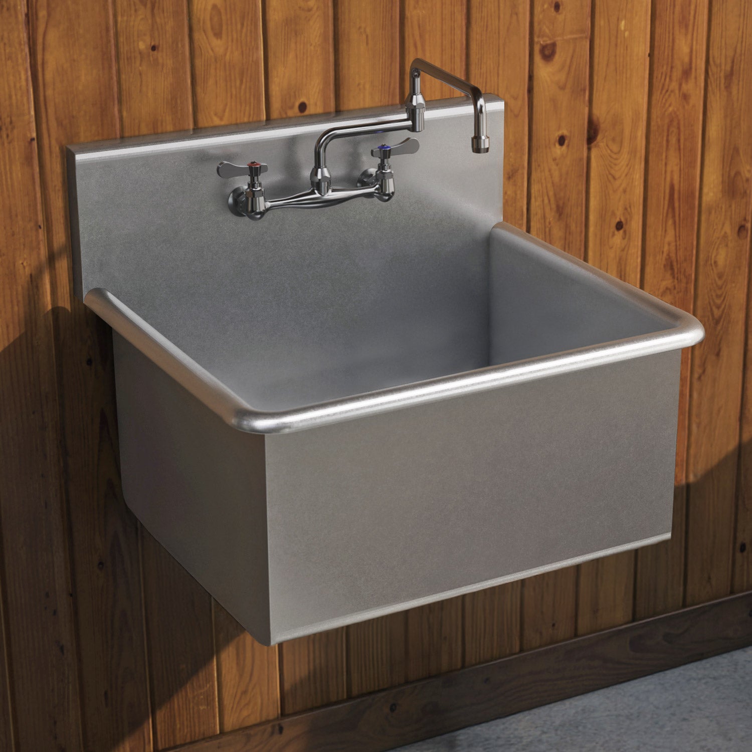 Brushed stainless steel commercial drop-in or wall mount utility sink