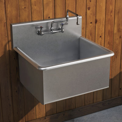 Brushed stainless steel commercial drop-in or wall mount utility sink