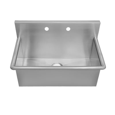 Brushed stainless steel commercial drop-in or wall mount utility sink