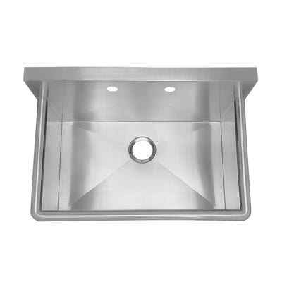 Brushed stainless steel commercial drop-in or wall mount utility sink