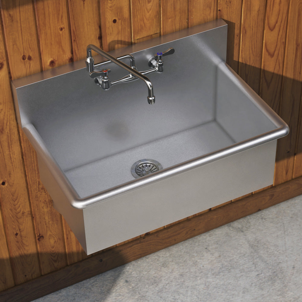 Brushed stainless steel commercial drop-in or wall mount utility sink