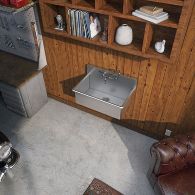 Brushed stainless steel commercial drop-in or wall mount utility sink