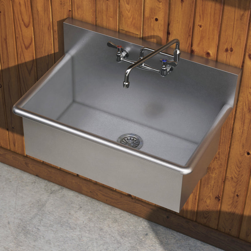 Brushed stainless steel commercial drop-in or wall mount utility sink