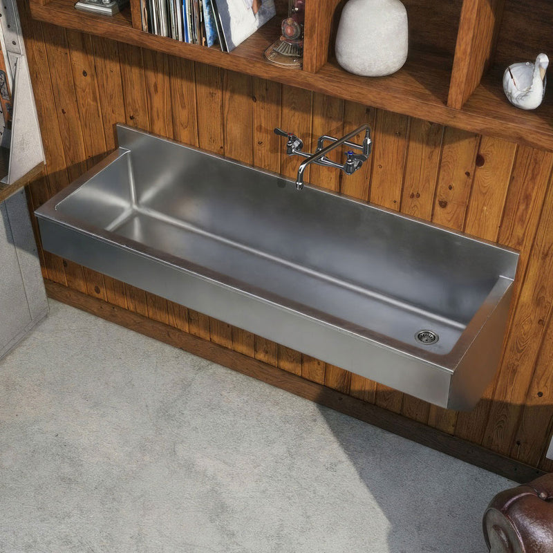 Brushed stainless steel commercial single bowl wall mount utility sink