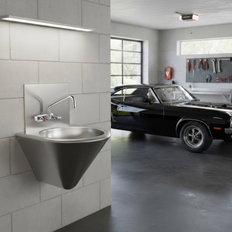 Brushed stainless steel commercial single bowl wall mount wash basin