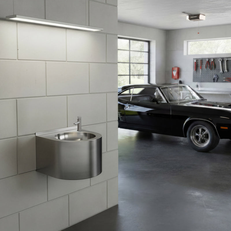 Brushed stainless steel commercial single bowl wall mount wash basin