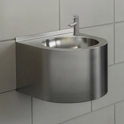 Brushed stainless steel commercial single bowl wall mount wash basin