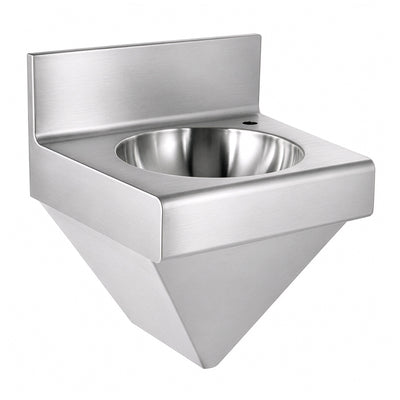 Brushed stainless steel commercial single bowl wall mount wash basin