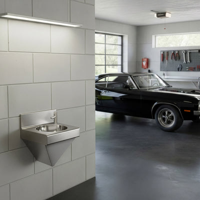 Brushed stainless steel commercial single bowl wall mount wash basin
