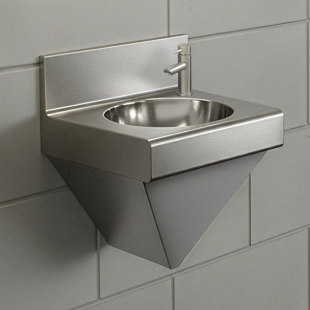 Brushed stainless steel commercial single bowl wall mount wash basin