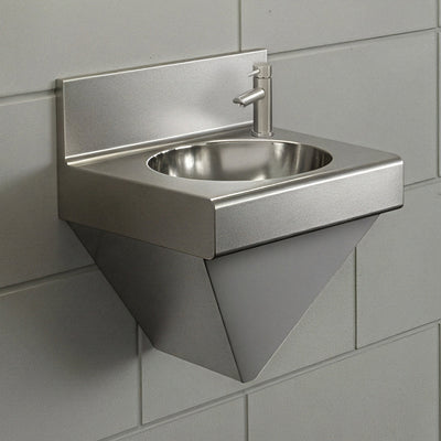 Brushed stainless steel commercial single bowl wall mount wash basin