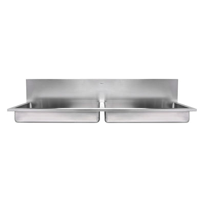 Brushed stainless steel double bowl wall mount utility sink