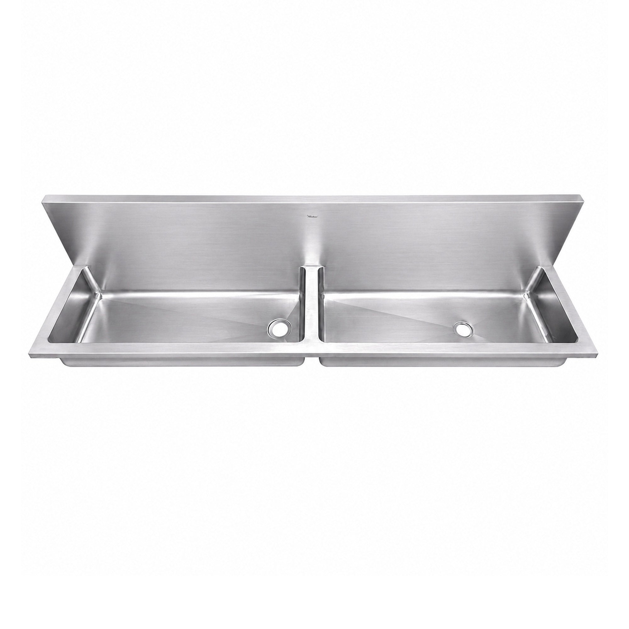 Brushed stainless steel double bowl wall mount utility sink