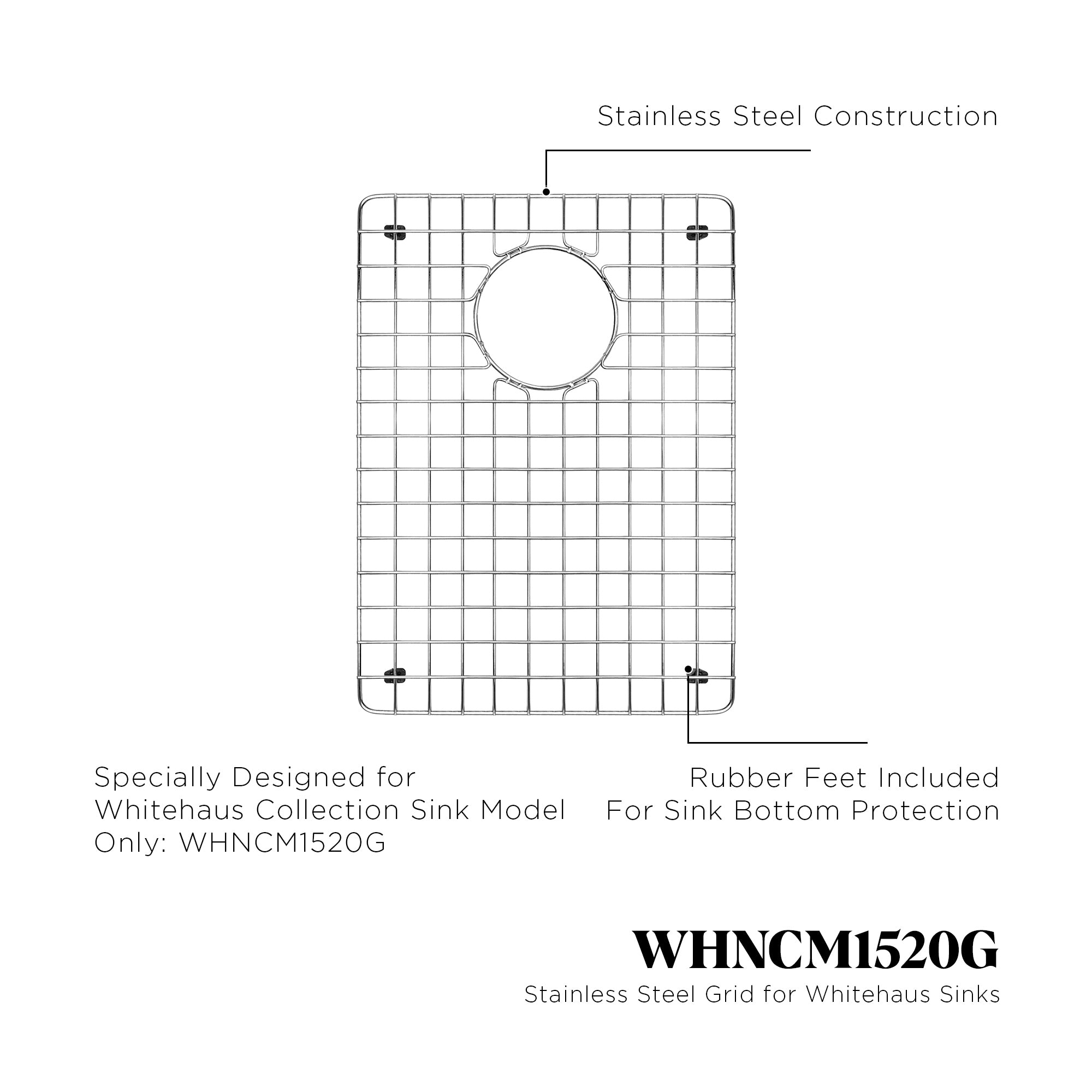 Stainless steel kitchen sink grid for model WHNCM1520