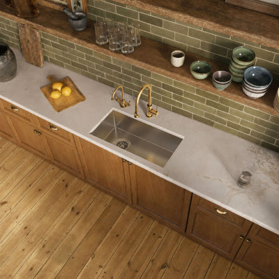 Brushed stainless steel commercial single bowl undermount sink