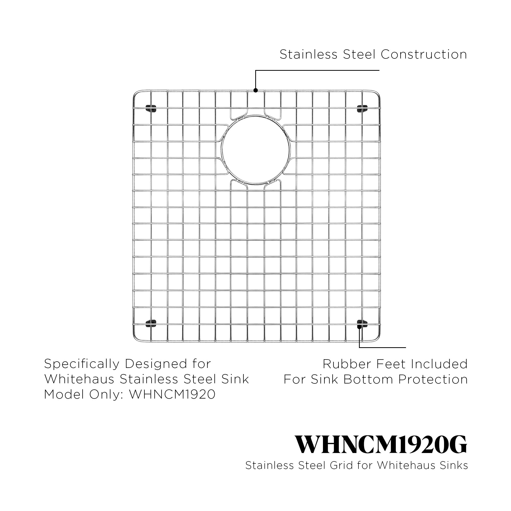 Stainless steel kitchen sink grid for model WHNCM1920