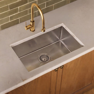 Brushed stainless steel commercial single bowl undermount sink
