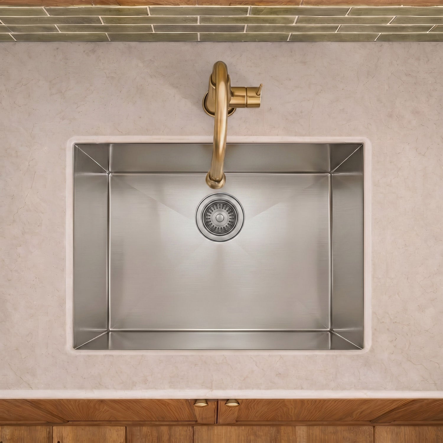 Brushed stainless steel commercial single bowl undermount sink