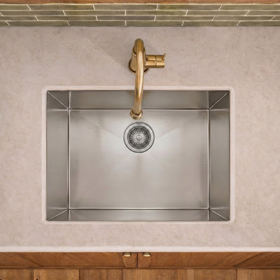 Brushed stainless steel commercial single bowl undermount sink